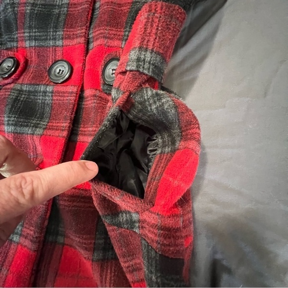 Red Plaid Joujou Lightweight Wool Blend Lined Jacket Womens Size Medium - Picture 5 of 10